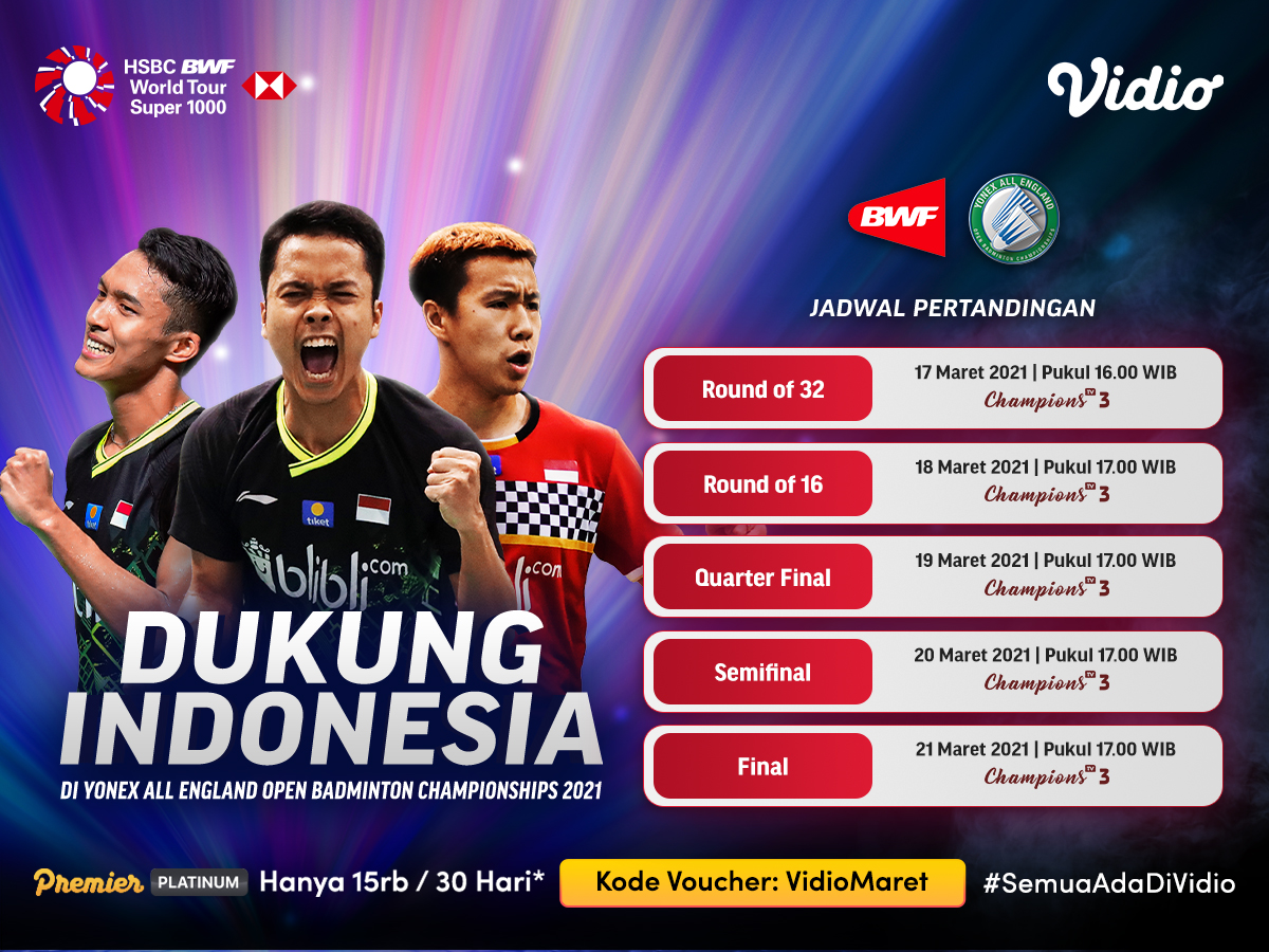 Update Jadwal and Link Badminton Live YONEX All England 2021