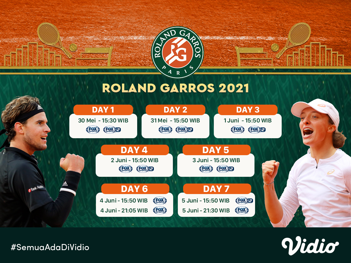 Live Streaming Grand Slam Roland Garros 2021 Pekan Ini Vidio