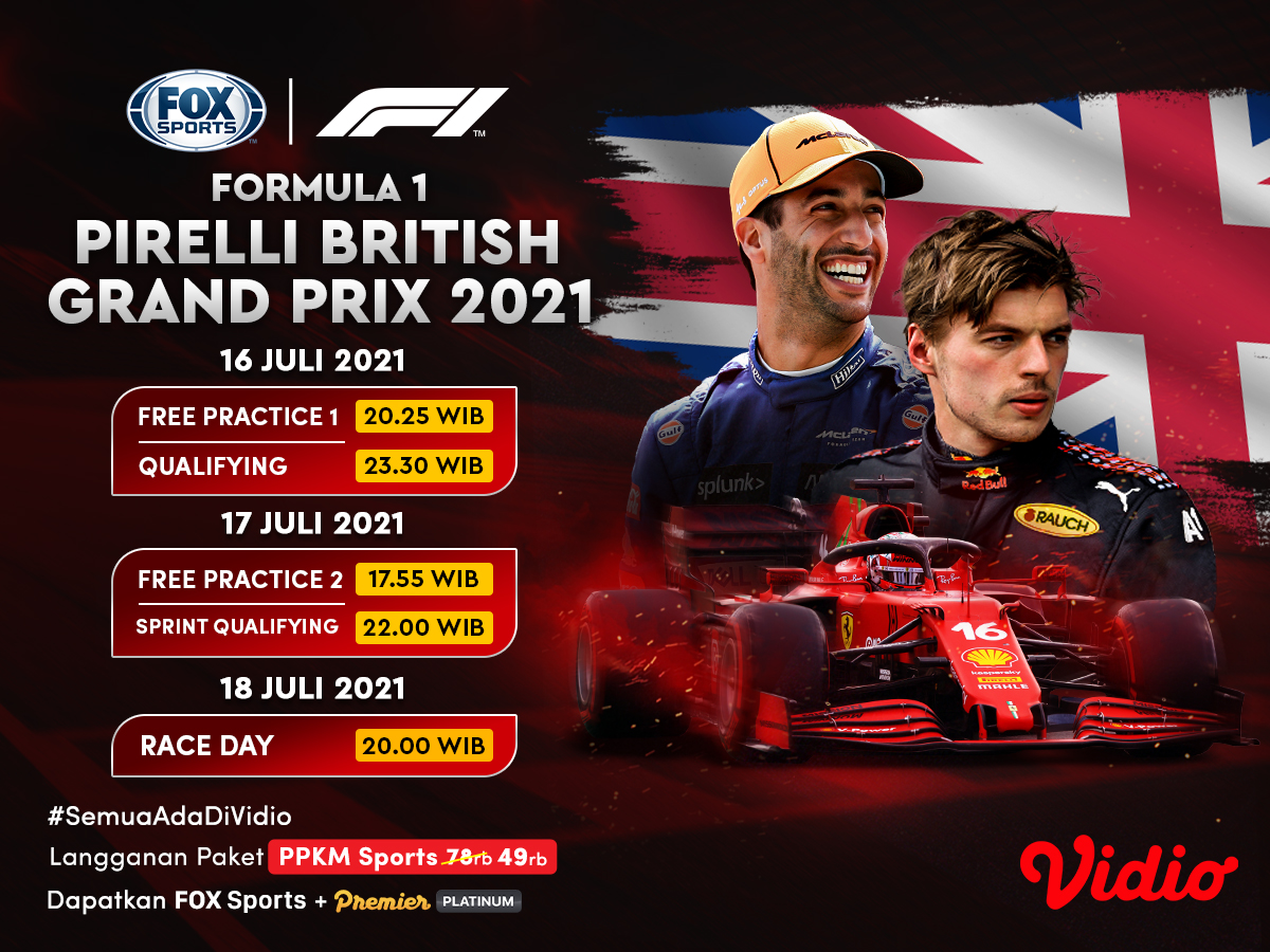 Jadwal dan Link Live Streaming Formula 1 Pirelli British Grand Prix 2021 Akhir Pekan Ini Vidio