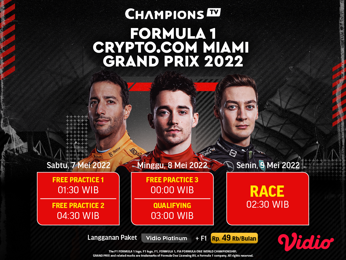 Simak Jadwal dan Link Live Streaming F1 Miami 2022 Pekan Ini