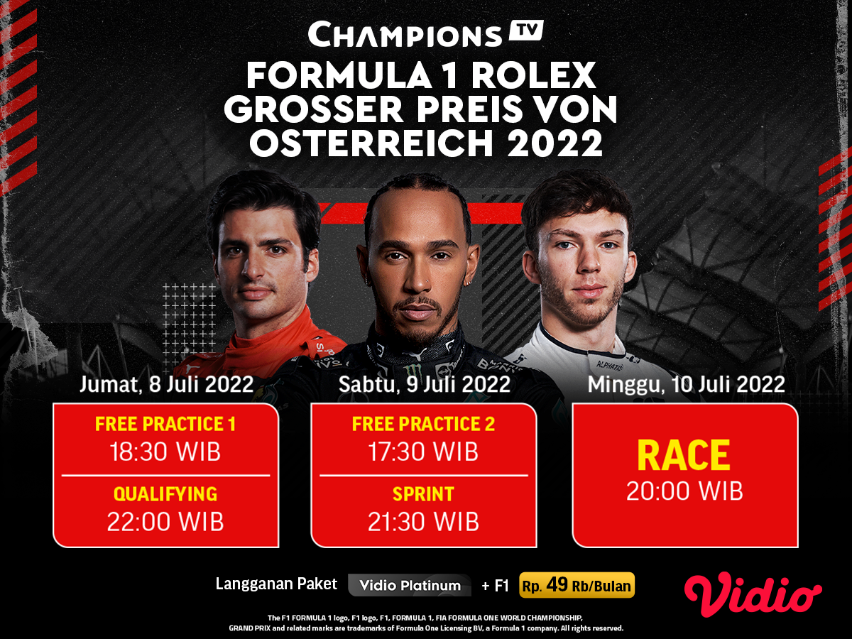 Jadwal Lengkap F1 GP Austria 2022 Pekan Ini Vidio