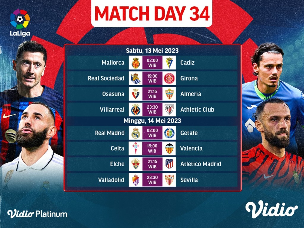 Jadwal Live Streaming Liga Spanyol Matchday 34